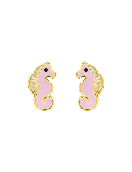 Boucles d'Oreilles Hippocampe - Plaqué Or