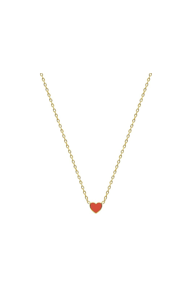 Collier Cœur Rouge - Plaqué Or