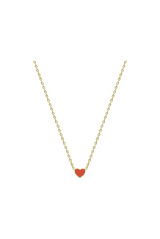 Collier Cœur Rouge - Plaqué Or