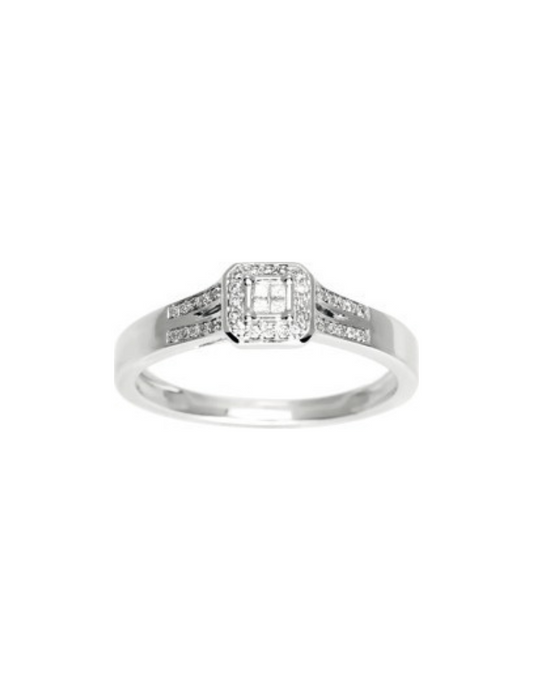 Bague Carrée Diamants - Or Blanc 750‰