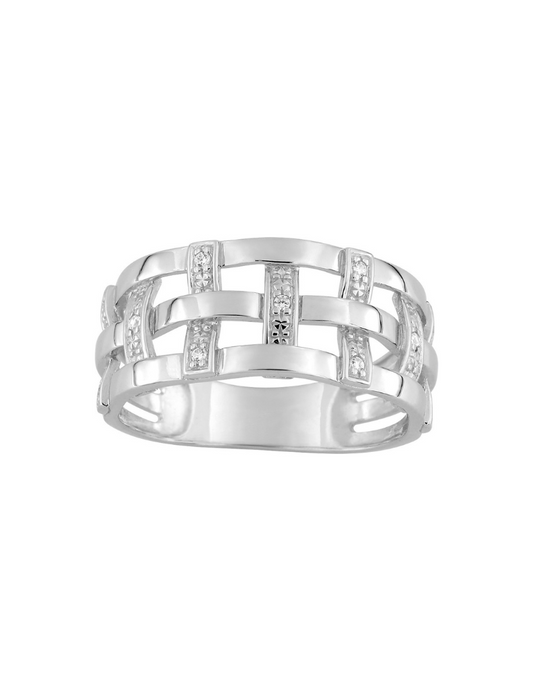 Bague Damier Diamants - Or Blanc 750‰