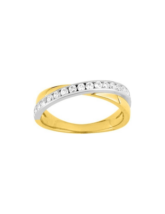 Bague Croisée Oxydes de Zirconium - Plaqué Or