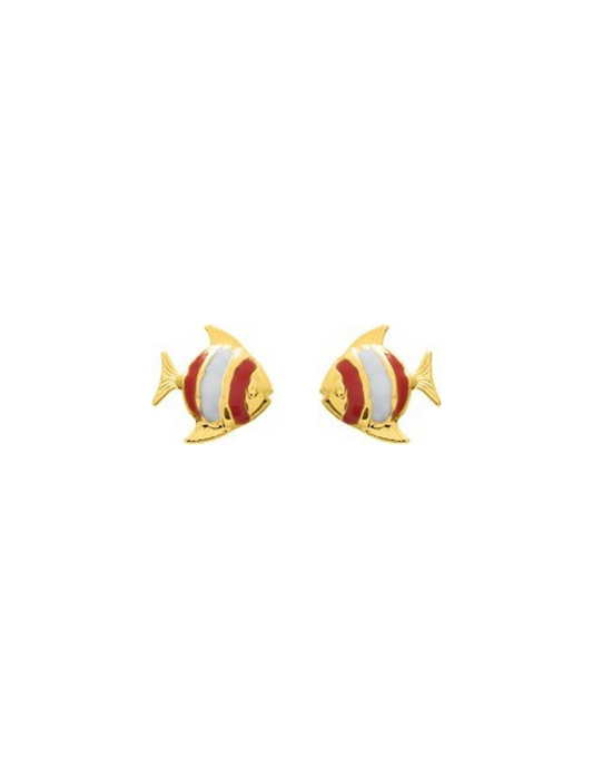 Boucles d'Oreilles à Vis Poisson - Or Jaune 750‰