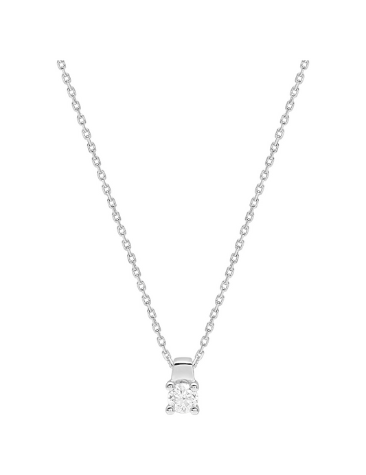 Collier solitaire Diamant 4 Griffes - Or Blanc 750‰