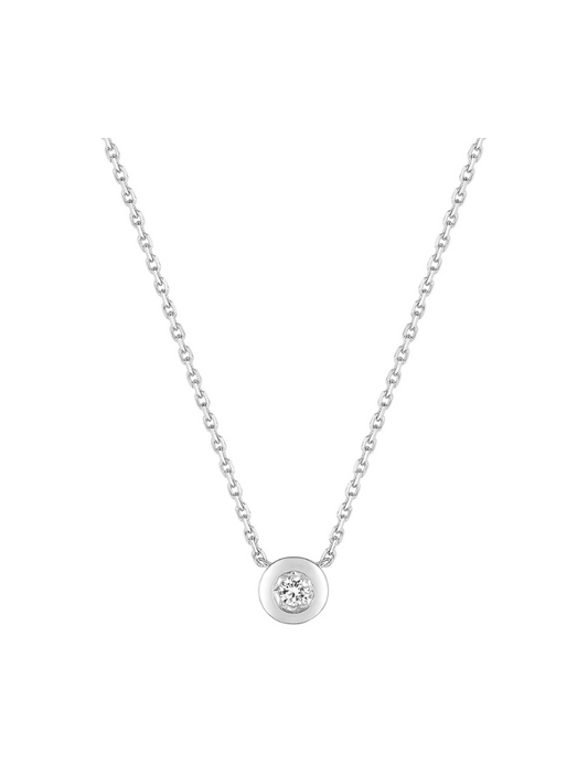 Collier Diamant Solitaire Serti Clos - Or Blanc 750‰