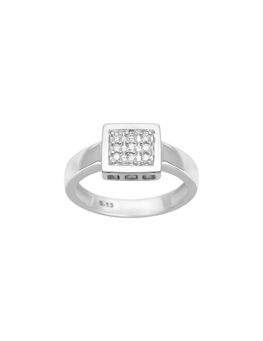Bague Carrée Diamants - Or Blanc 750‰