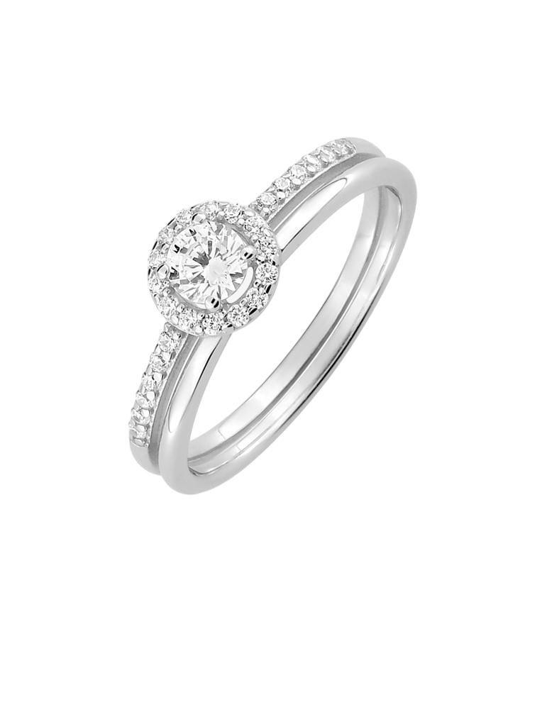 Bague Deux Anneaux Oxydes de Zirconium - Argent 925‰