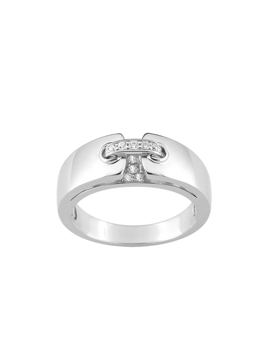 Bague Ouverte avec Lien Diamants - Or Blanc 750‰