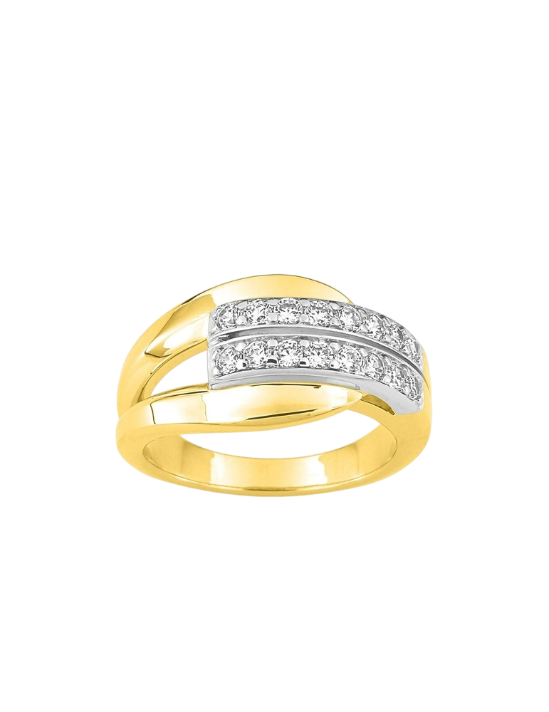Bague Boucle Entrelacée Oxydes de Zirconium - Plaqué Or