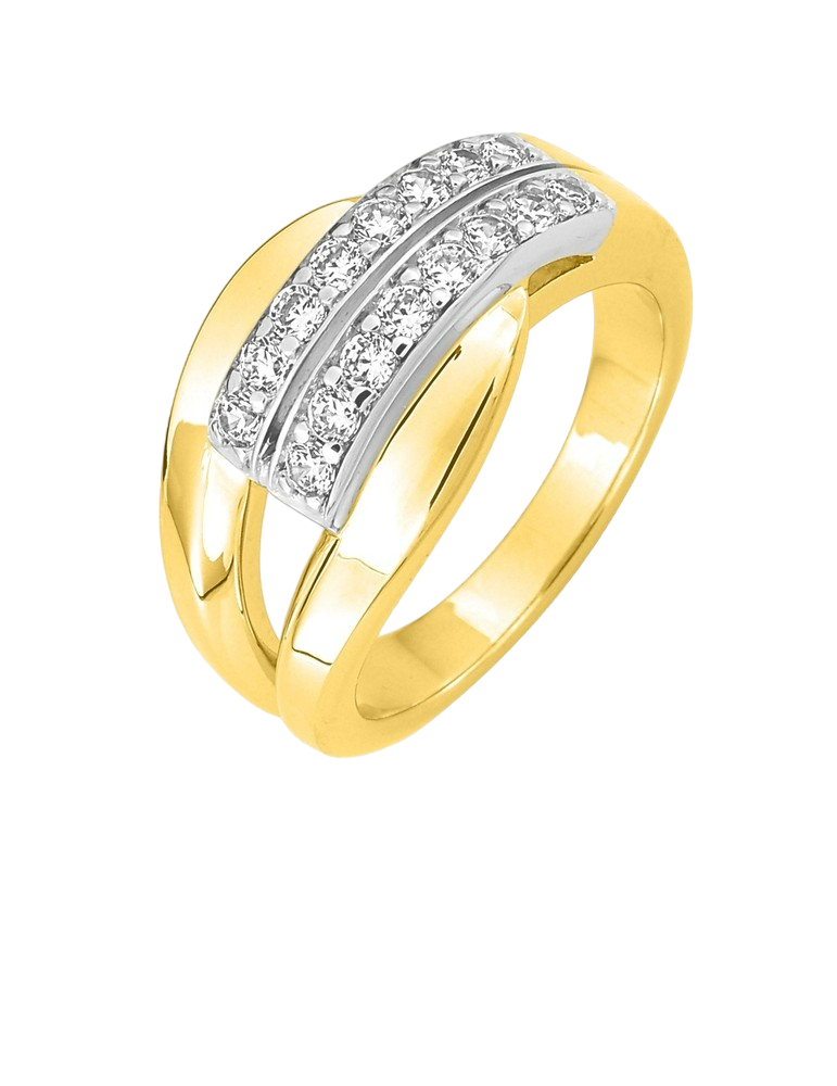 Bague Boucle Entrelacée Oxydes de Zirconium - Plaqué Or