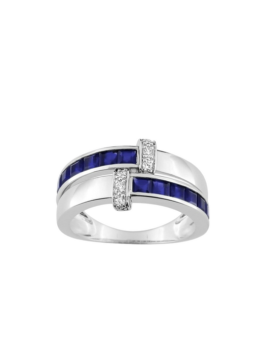 Bague Saphir & Diamants - Or Blanc 750‰