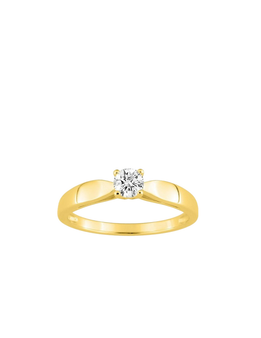 Bague Solitaire Oxyde de Zirconium - Plaqué Or