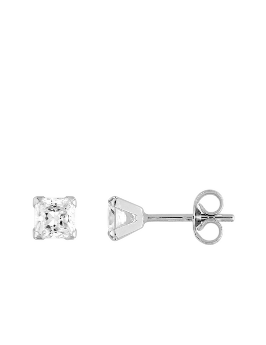 Boucles d'Oreilles Carrées Oxydes de Zirconium 4 mm - Argent 925‰