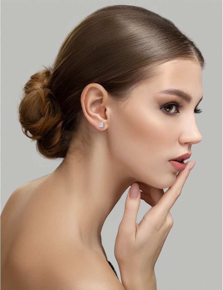 Clous d'Oreilles Diamants - Or Blanc 750‰