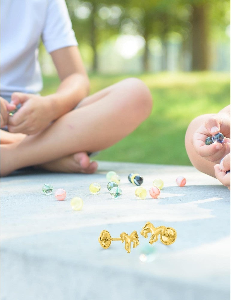 Boucles d'Oreilles à Vis Cheval - Or Jaune 375‰