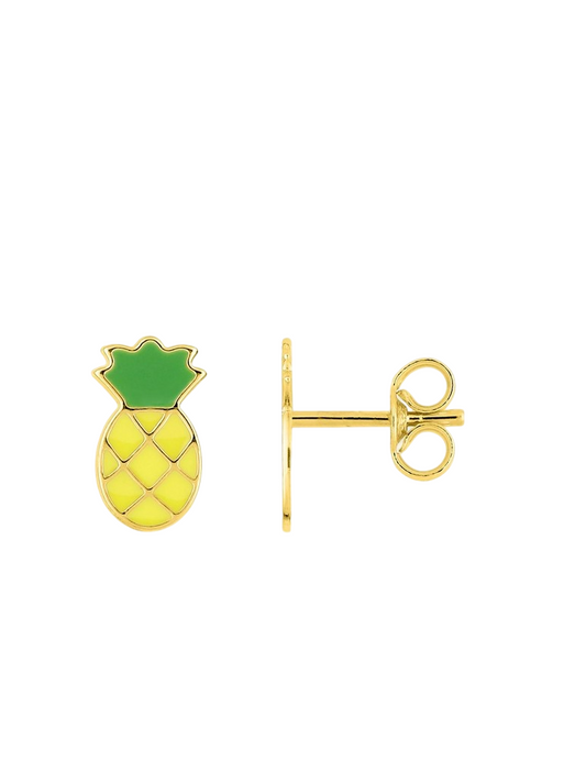 Boucles d'Oreilles Ananas - Plaqué Or