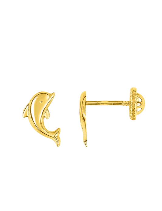 Boucles d'Oreilles à Vis Dauphin - Or Jaune 750‰