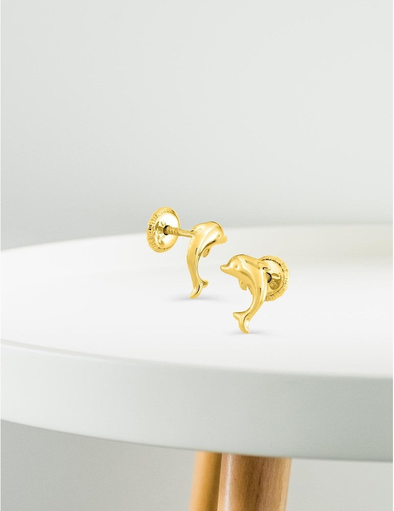 Boucles d'Oreilles à Vis Dauphin - Or Jaune 750‰