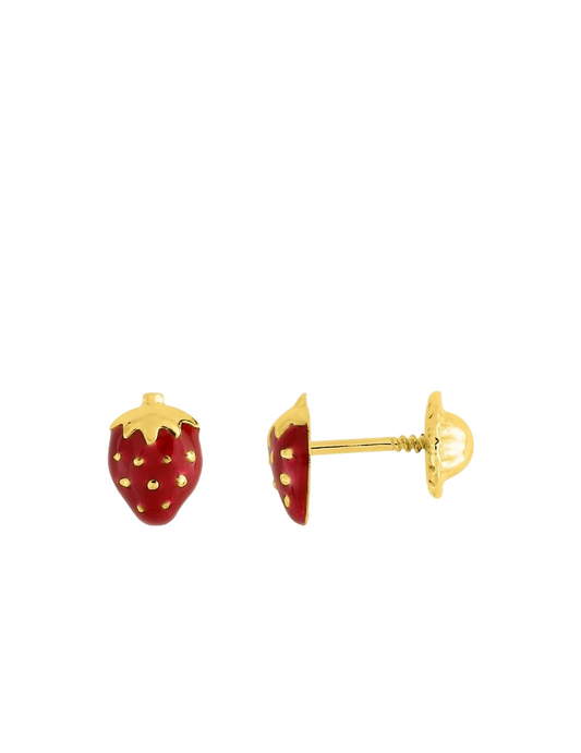 Boucles d'Oreilles à Vis Fraise - Or Jaune 750‰