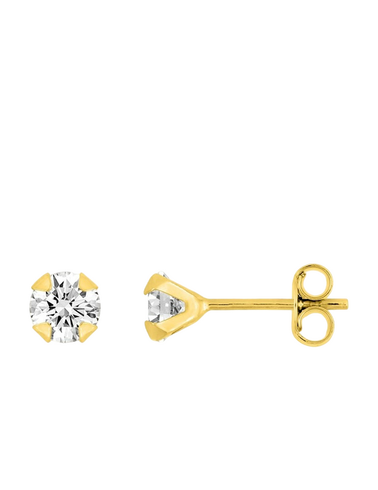 Boucles d'Oreilles Oxydes de Zirconium 5 mm - Plaqué Or