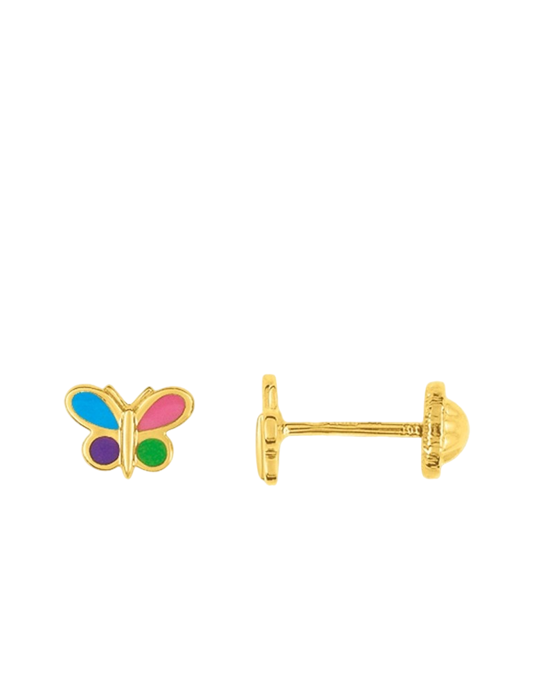 Boucles d'Oreilles à Vis Papillon - Or Jaune 750‰