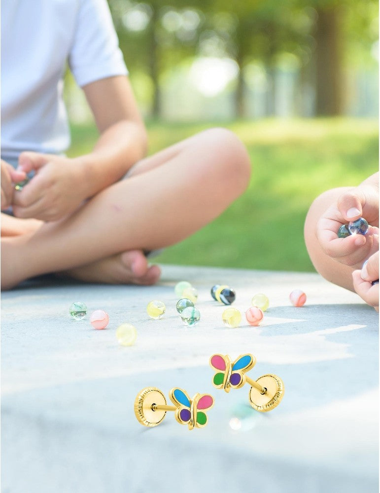Boucles d'Oreilles à Vis Papillon - Or Jaune 750‰