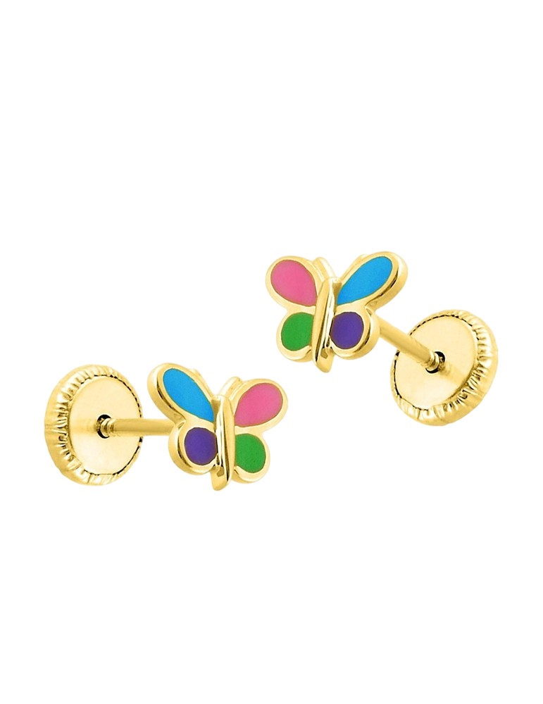Boucles d'Oreilles à Vis Papillon - Or Jaune 750‰