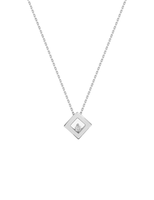 Collier Diamant Forme Carré - Or Blanc 750‰