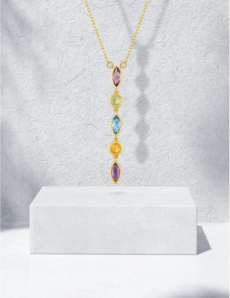 Collier Pierres fines multicolores - Or Jaune 375‰
