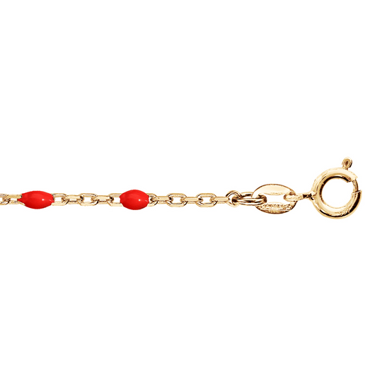Bracelet Olive Résine Rouge - Argent Doré