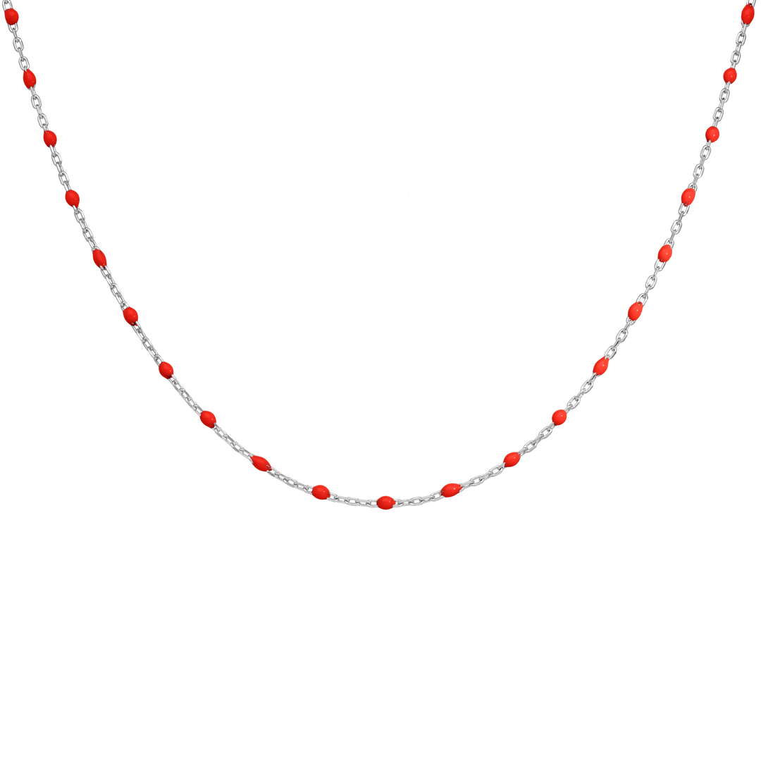 Collier Résine Rouge - Argent 925‰