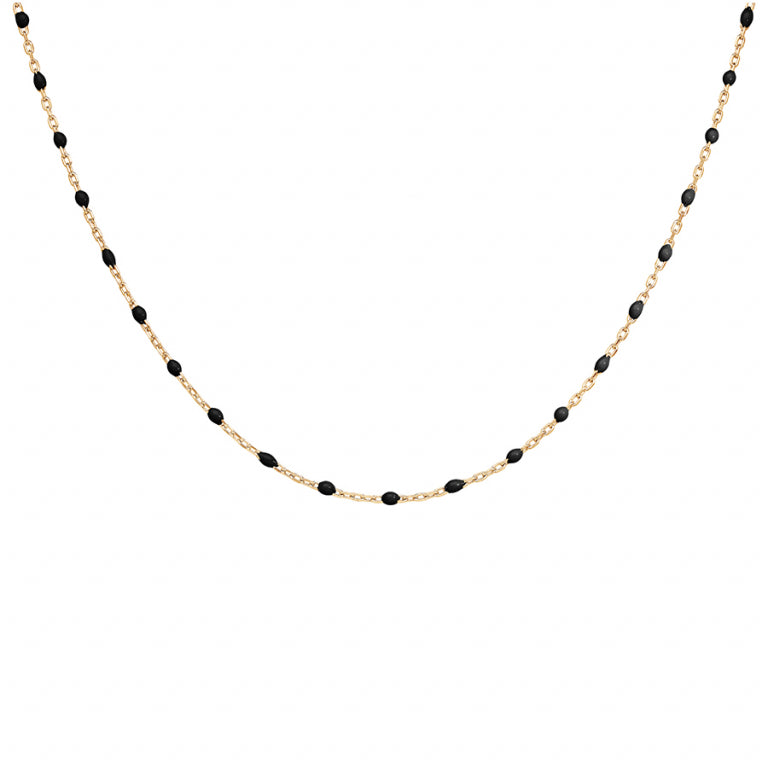 Collier Résine Noire - Argent Doré