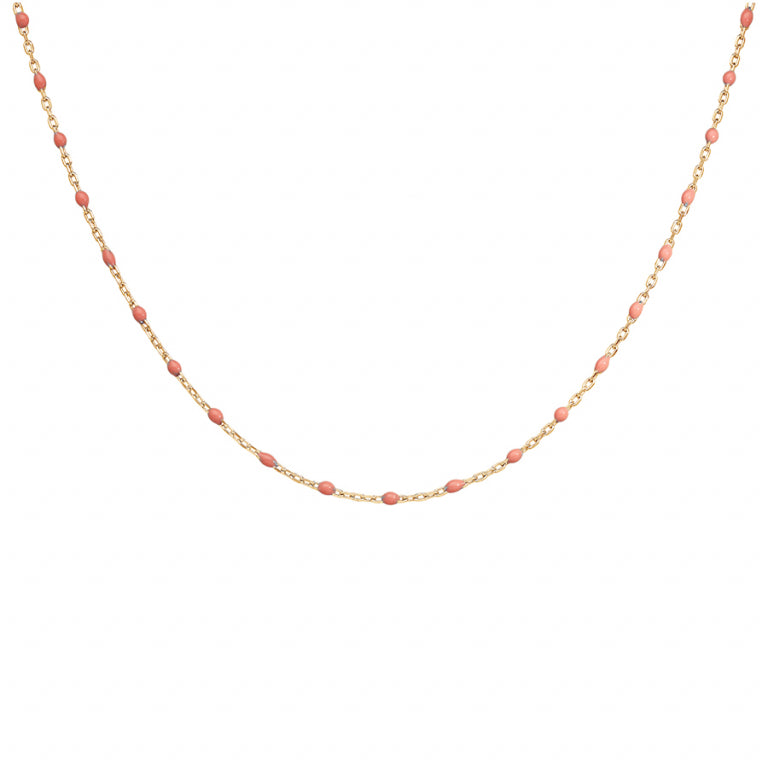 Collier Résine Rose - Argent Doré