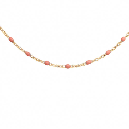 Collier Résine Rose - Argent Doré