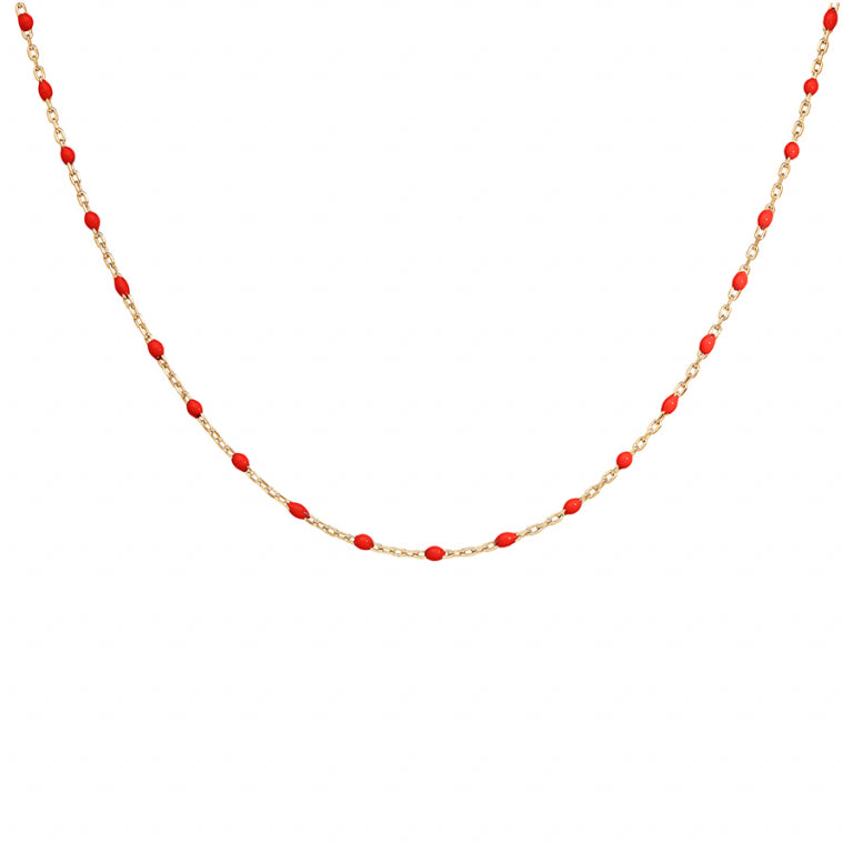 Collier Résine Rouge - Argent Doré