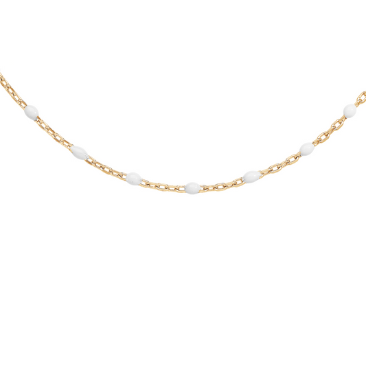 Collier Résine Blanche - Argent Doré
