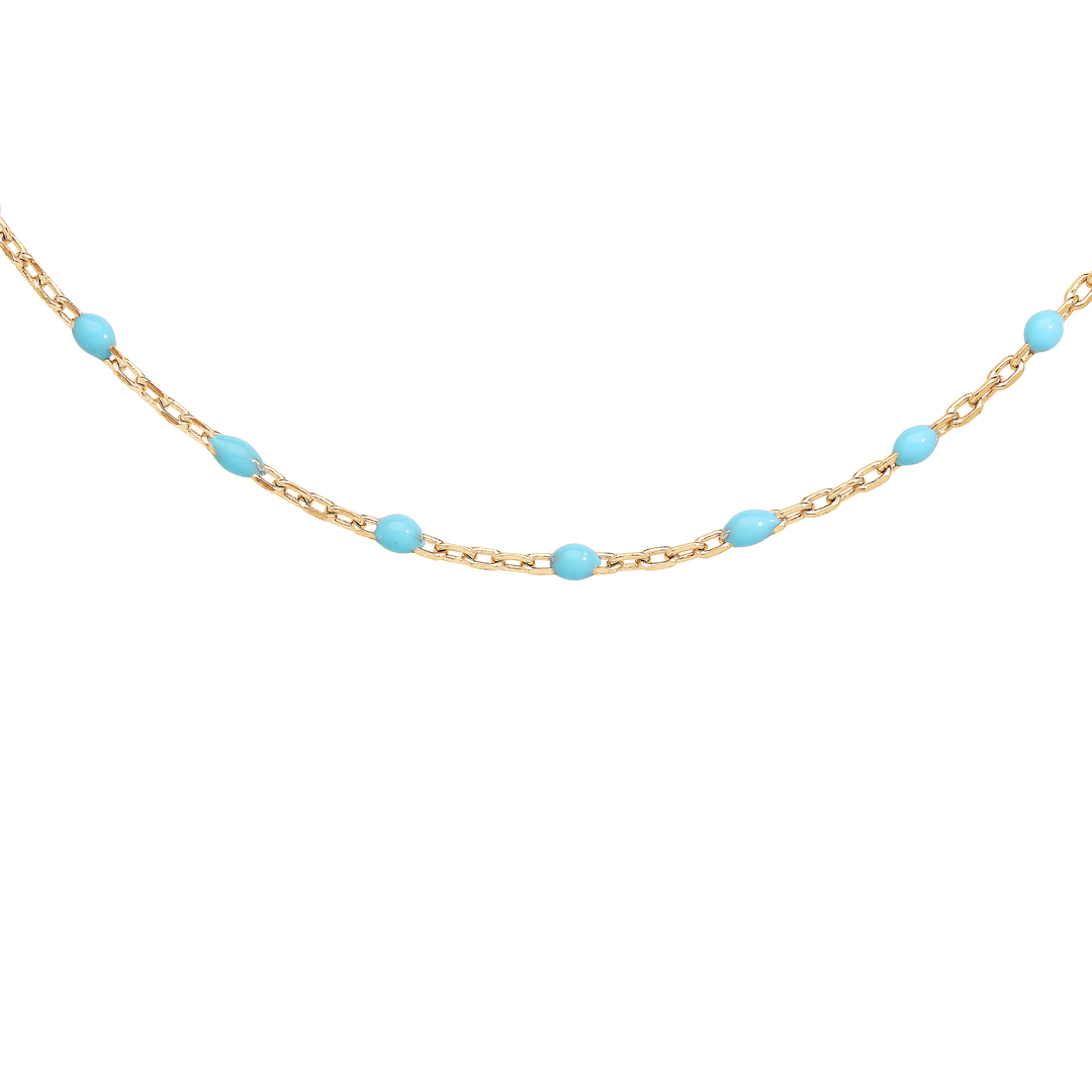 Collier Résine Turquoise - Argent Doré