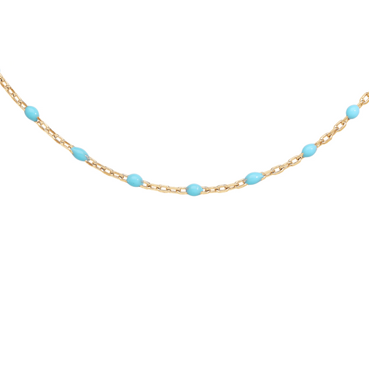 Collier Résine Turquoise - Argent Doré