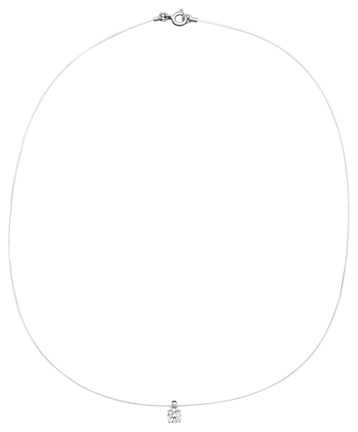 Collier Nylon Oxyde de Zirconium - Argent 925‰