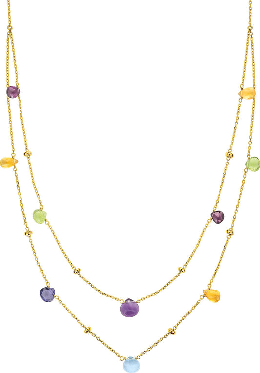 Collier Pierres fines multicolores - Or Jaune 375‰