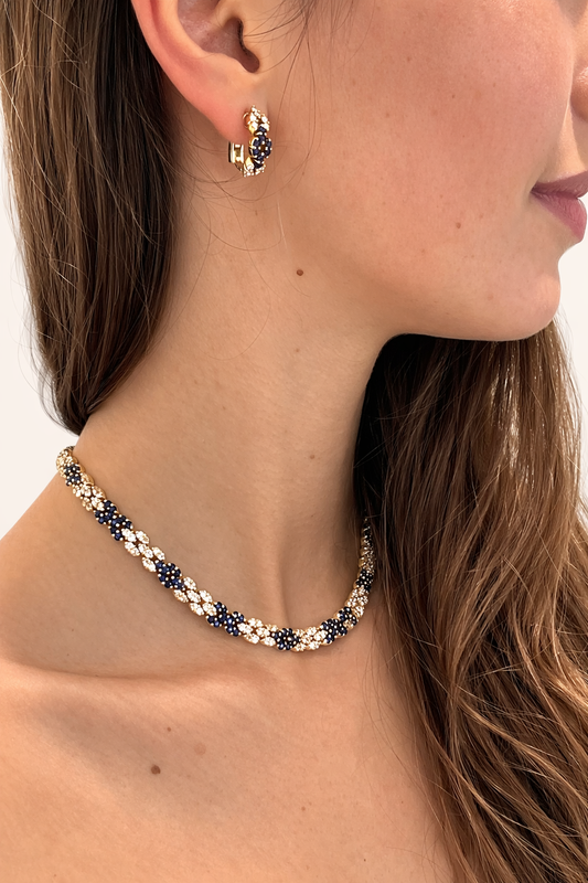 Collier Saphir & Diamants Or Jaune 750‰ - Bijoux D'occasion