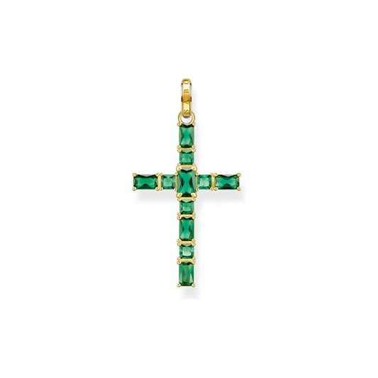 Pendentif croix verte THOMAS SABO - Plaqué Or