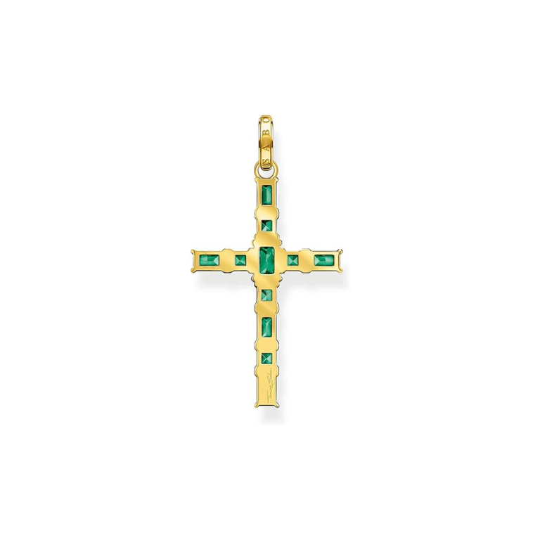 Pendentif croix verte THOMAS SABO - Plaqué Or
