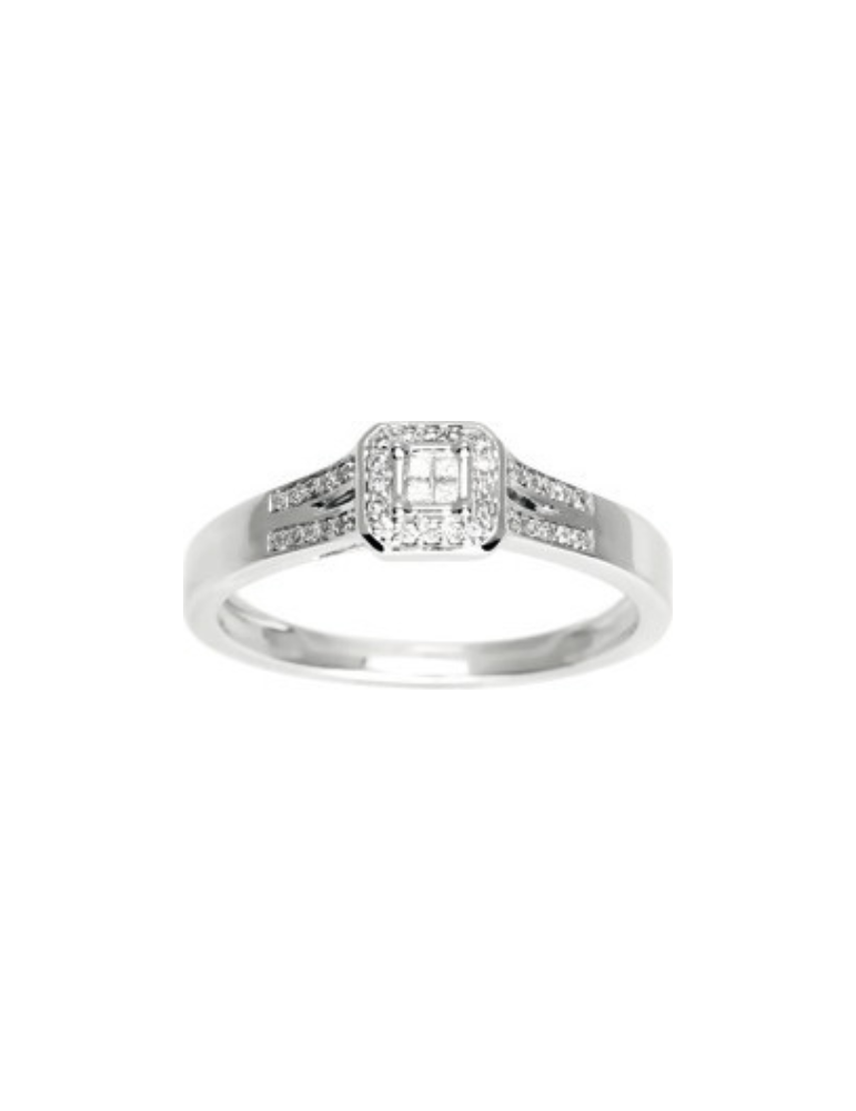 Bague Carrée Diamants - Or Blanc 750‰