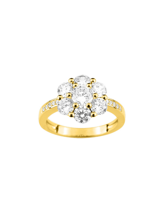 Bague Marguerite Oxydes de Zirconium - Plaqué Or