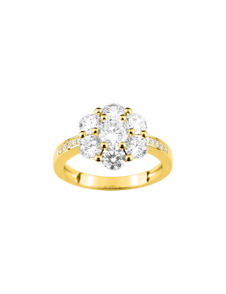 Bague Marguerite Oxydes de Zirconium - Plaqué Or