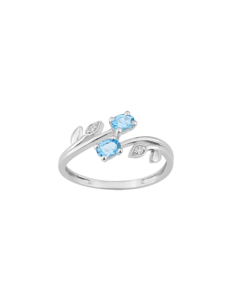 Bague Topaze Feuilles - Or Blanc 375‰