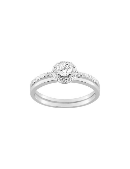 Bague Deux Anneaux Oxydes de Zirconium - Argent 925‰