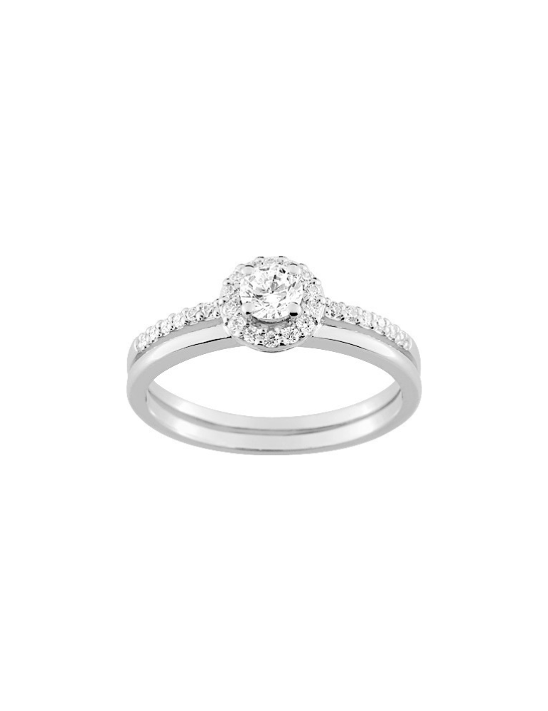 Bague Deux Anneaux Oxydes de Zirconium - Argent 925‰