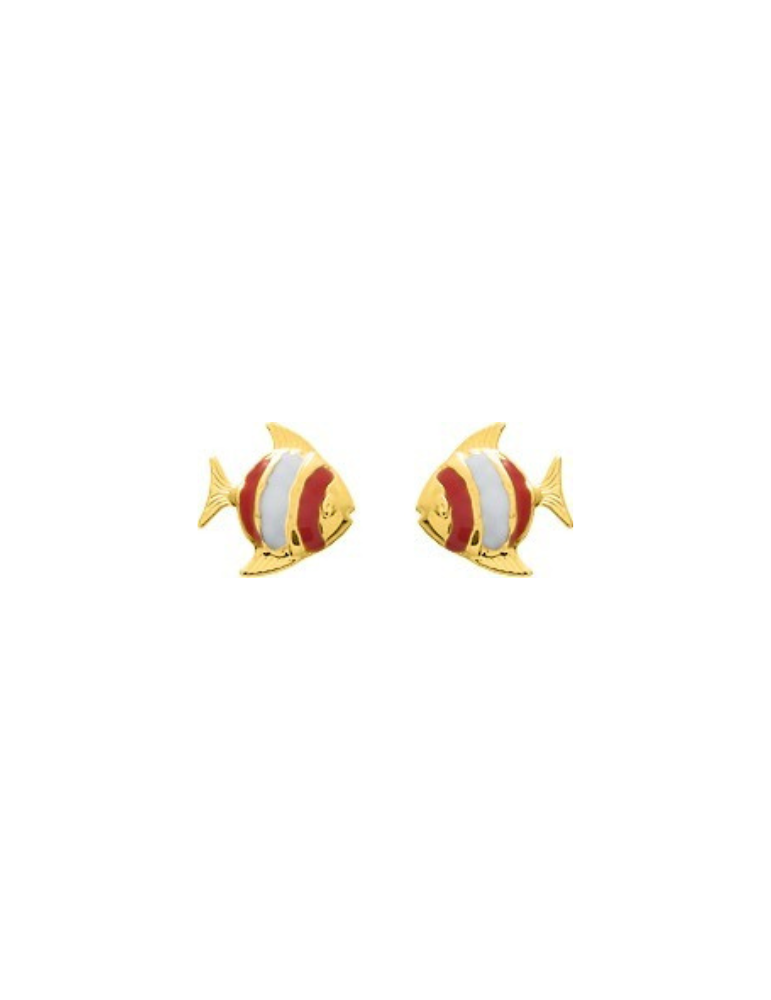 Boucles d'Oreilles à Vis Poisson - Or Jaune 750‰